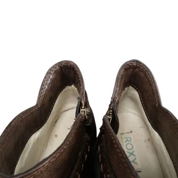 Roxy Shoes Womens 7 Booties Western Harness Fashion Brown Zip Casual Ankle Boot - Picture 13 of 14